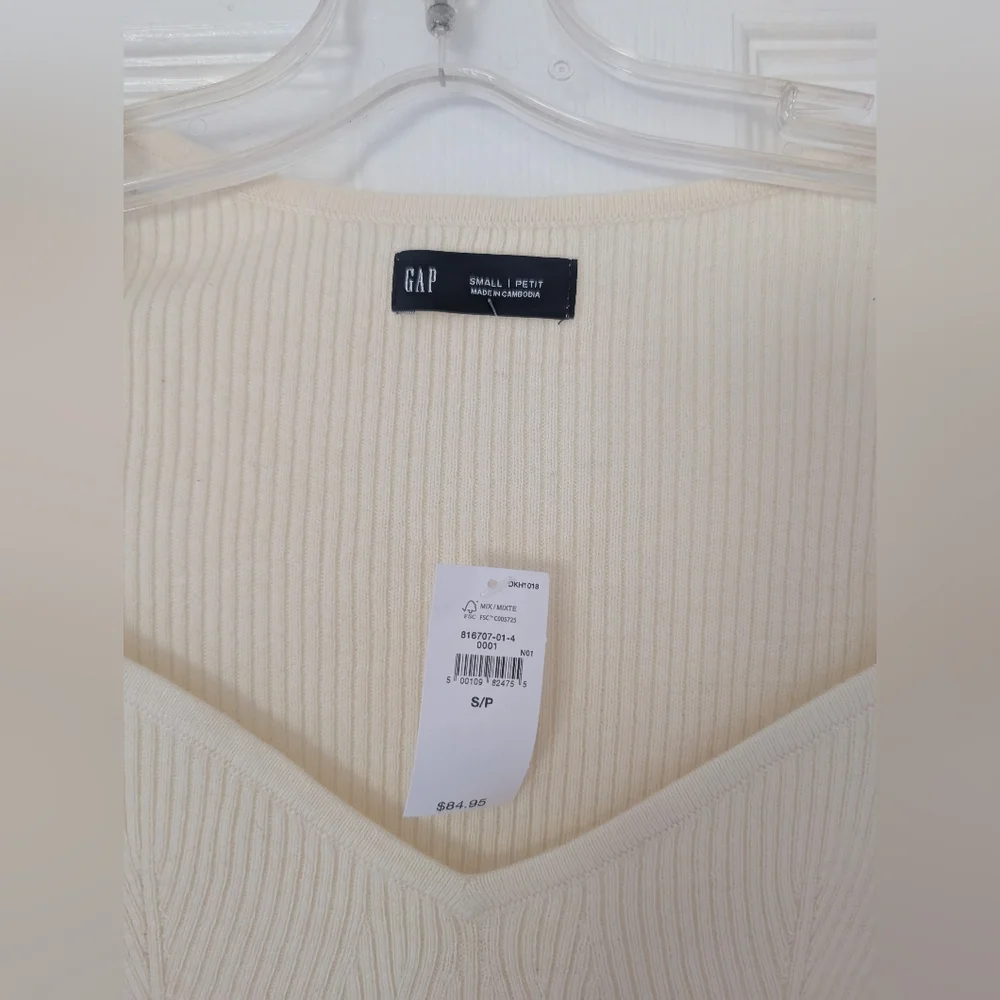 NWT GAP Cream Ribbed Knit Blouse - Picture 3 of 5